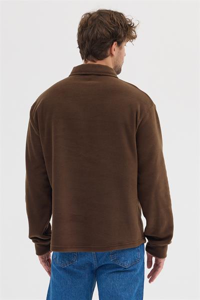 Erkek Tüylenme Yapmayan Soğuk Geçirmez Sweatshirt Kahverengi