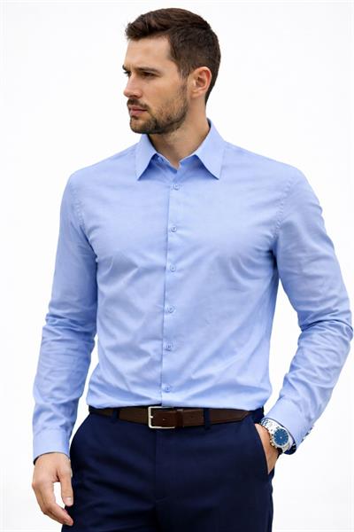 Erkek Uzun Kollu Regular Fit Pamuklu Kolay Ütülenebilir Oxford Gömlek