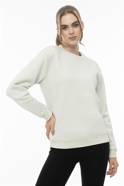 Kadın 3 İplik Şardonlu Bisiklet Yaka Sweatshirt Mint