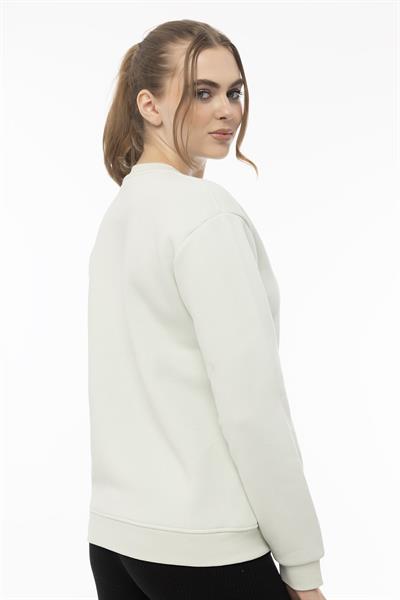 Kadın 3 İplik Şardonlu Bisiklet Yaka Sweatshirt Mint