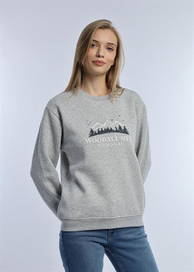 Kadın 3 İplik Şardonlu Woodall Mtn Baskıli Sweatshirt Gri Melanj
