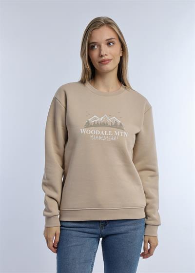 Kadın 3 İplik Şardonlu Woodall Mtn Baskıli Sweatshirt Bej
