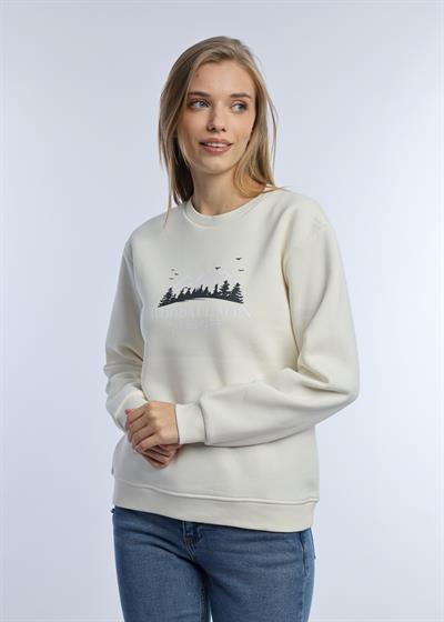 Kadın 3 İplik Şardonlu Woodall Mtn Baskıli Sweatshirt Ekru
