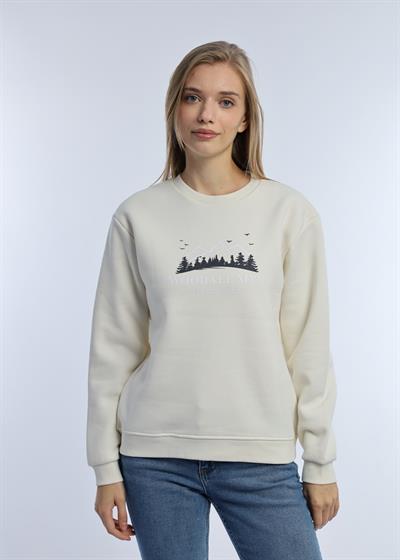 Kadın 3 İplik Şardonlu Woodall Mtn Baskıli Sweatshirt Ekru