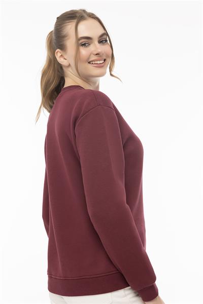 Kadın 3 İplik Şardonlu Woodall Mtn Baskıli Sweatshirt Bordo
