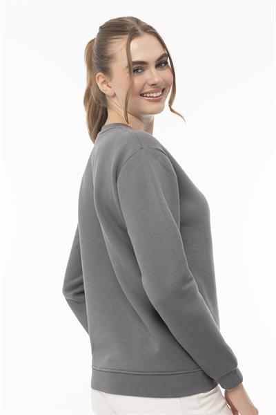 Kadın 3 İplik Şardonlu Woodall Mtn Baskıli Sweatshirt Füme