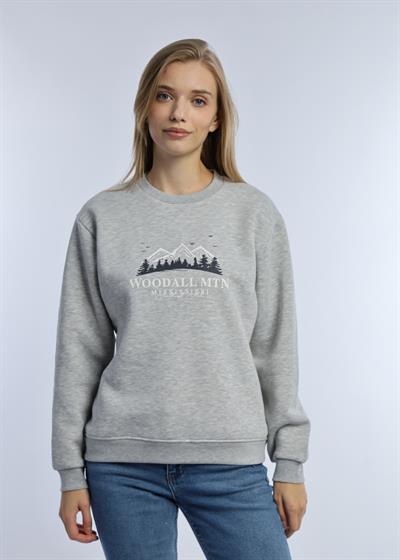 Kadın 3 İplik Şardonlu Woodall Mtn Baskıli Sweatshirt Gri Melanj