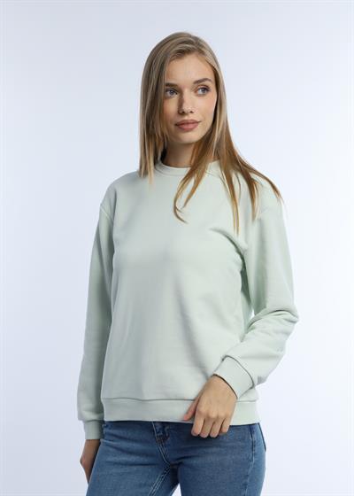 Kadın 3 İplik Şardonsuz Bisiklet Yaka Sweatshirt Mint
