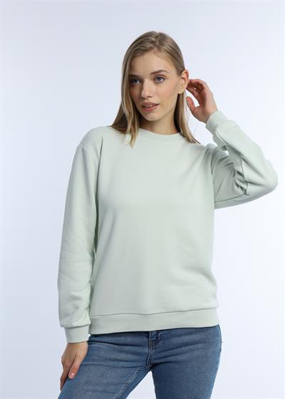 Kadın 3 İplik Şardonsuz Bisiklet Yaka Sweatshirt Mint