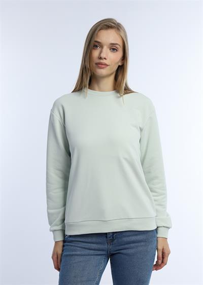 Kadın 3 İplik Şardonsuz Bisiklet Yaka Sweatshirt Mint