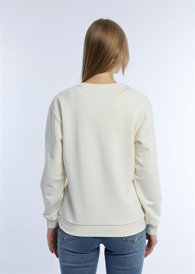 Kadın 3 İplik Şardonsuz Bisiklet Yaka Sweatshirt Ekru
