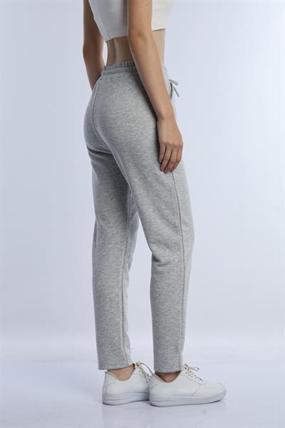 Kadın 3 İplik Şardonsuz Change Your Mind Nakışlı Eşofman Altı Gri Melanj