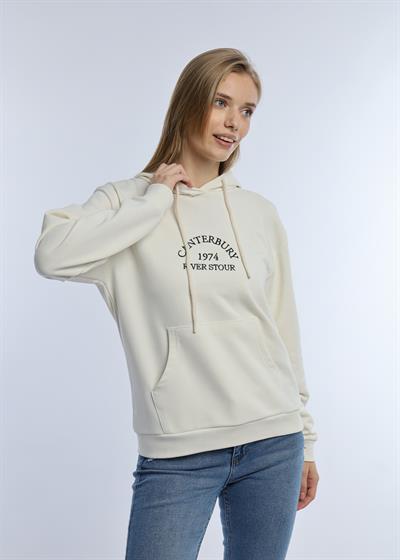 Kadın 3 İplik Şardonsuz Kapüşonlu Sweatshirt Ekru