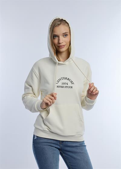 Kadın 3 İplik Şardonsuz Kapüşonlu Sweatshirt Ekru