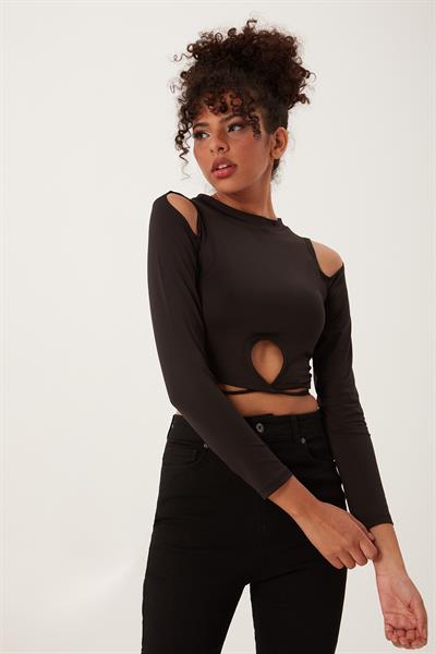 Kadın Allegro Crop  Siyah