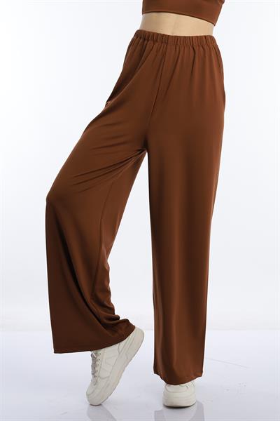 Kadın Allegro Kumaş Oversize Pantolon Kahverengi