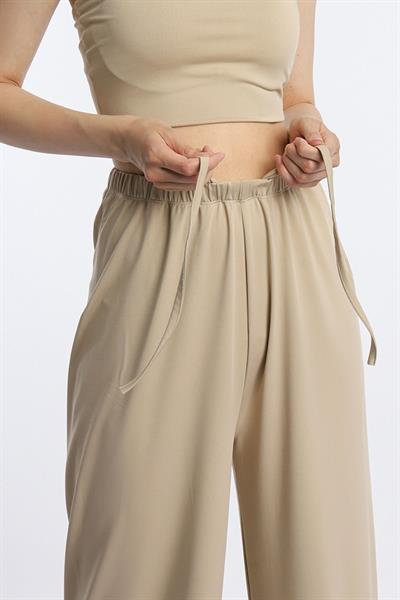 Kadın Allegro Kumaş Oversize Pantolon Vizon