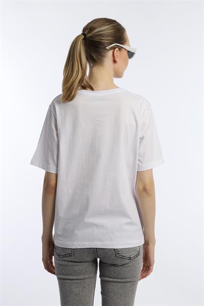 Kadın Art Atelier Baskılı Regular Fit Tişört Beyaz