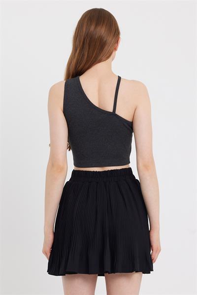 Kadın Askılı Crop Kaşkorse   Antrasit