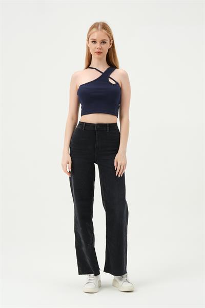 Kadın Askılı Crop Kaşkorse   İndigo