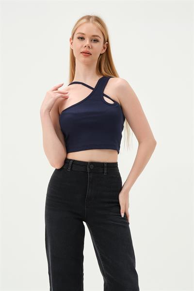 Kadın Askılı Crop Kaşkorse   İndigo