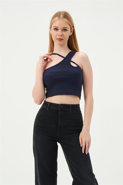 Kadın Askılı Crop Kaşkorse   İndigo
