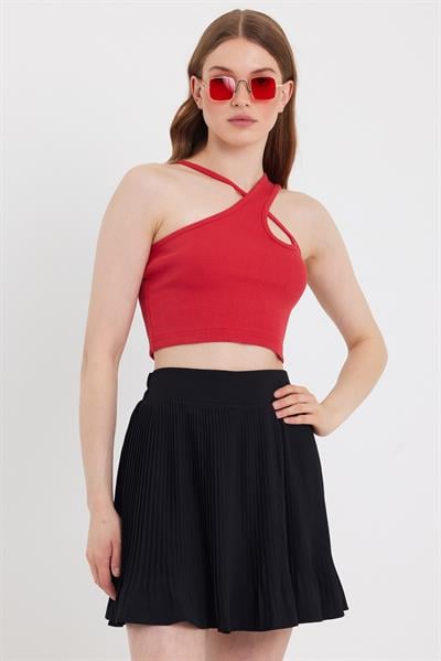 Kadın Askılı Crop Kaşkorse   Kırmızı