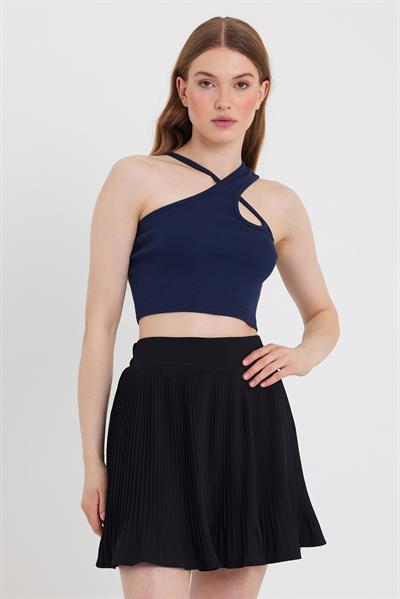 Kadın Askılı Crop Kaşkorse   Lacivert
