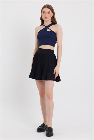 Kadın Askılı Crop Kaşkorse   Lacivert