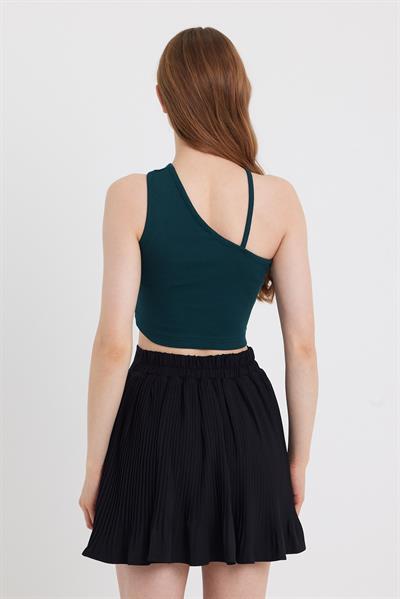 Kadın Askılı Crop Kaşkorse  Zümrüt Yeşili