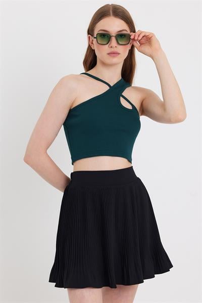 Kadın Askılı Crop Kaşkorse  Zümrüt Yeşili