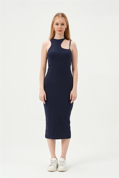 Kadın Askılı Elbise Kaşkorse   İndigo
