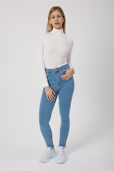 Kadın Balıkçı Yaka Basic Body Ekru