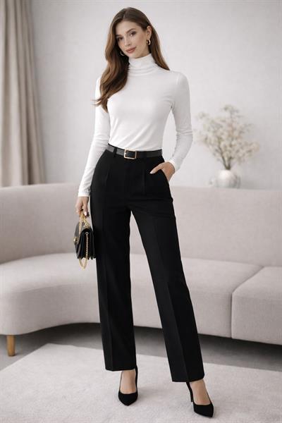 Kadın Basic Balıkçı Yaka Modal Likra Esnek Uzun Kollu Bluz - Ekru