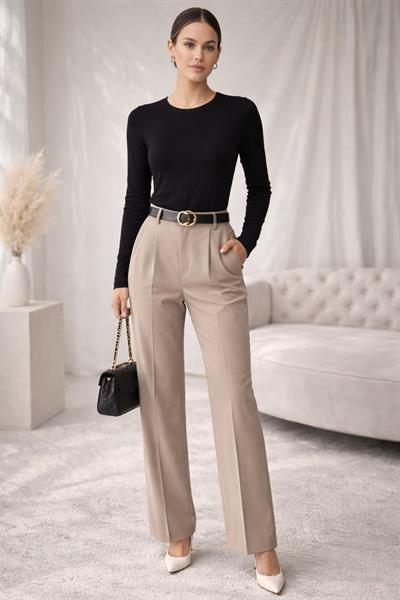 Kadın Basic Bisiklet Yaka Modal Likra Esnek Uzun Kollu Bluz - Siyah