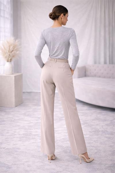 Kadın Basic Bisiklet Yaka Tencel Likra Esnek Uzun Kollu Bluz - Gri