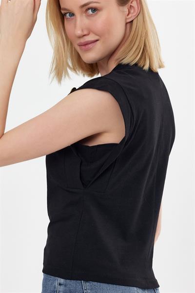 Kadın Basic Geniş Kol T-shirt Siyah