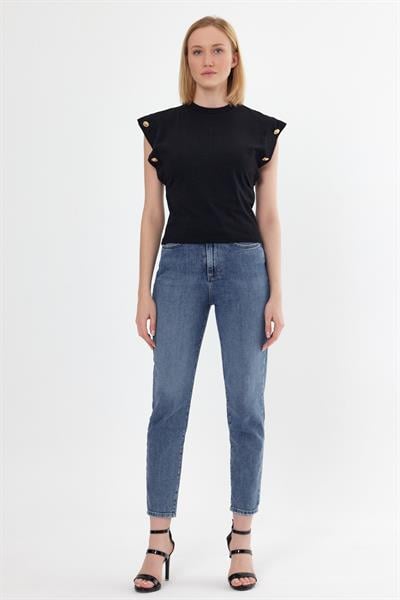 Kadın Basic Geniş Kol T-shirt Siyah