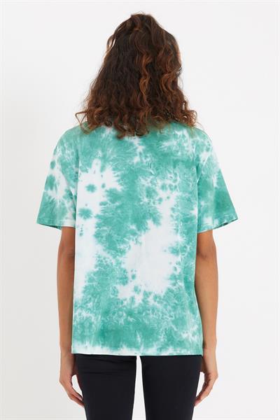 Kadın Batik Yıkamalı Oversize T-shirt Yeşil