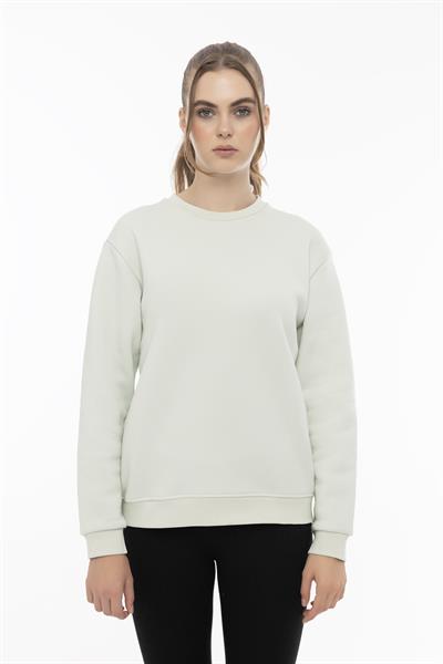 Kadın Bisiklet Yaka 3 İplik Şardonlu Sweatshirt Mint