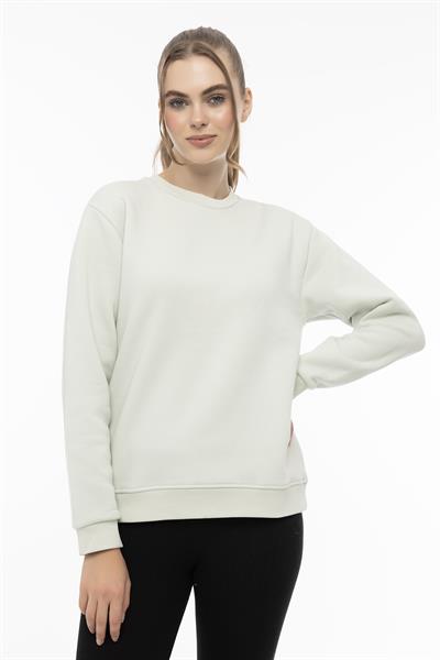 Kadın Bisiklet Yaka 3 İplik Şardonlu Sweatshirt Mint