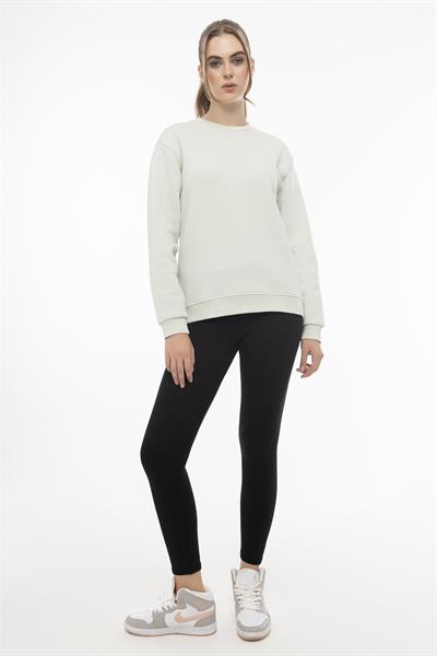 Kadın Bisiklet Yaka 3 İplik Şardonlu Sweatshirt Mint
