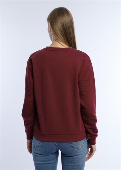 Kadın Bisiklet Yaka 3 İplik Şardonsuz Sweatshirt Bordo