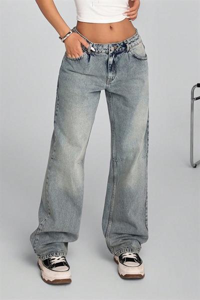 Kadın Bol Kalıp Kot Pantolon Jeans Mavi
