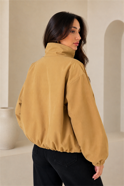 Kadın Camel Balon Model Astarlı Bomber Trençkot Ceket