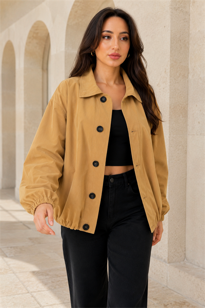 Kadın Camel Balon Model Astarlı Bomber Trençkot Ceket