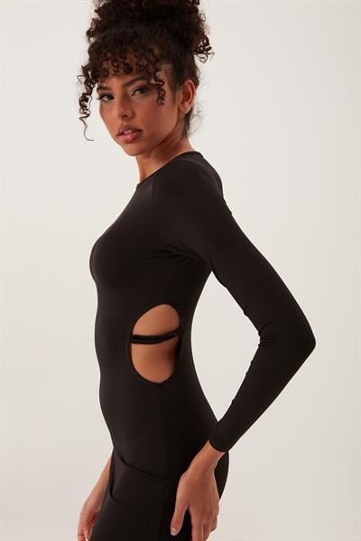 Kadın Dekolteli Allegro Kumaş Elbise Siyah