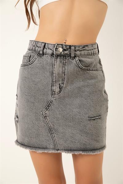 Kadın Denim Etek Gri