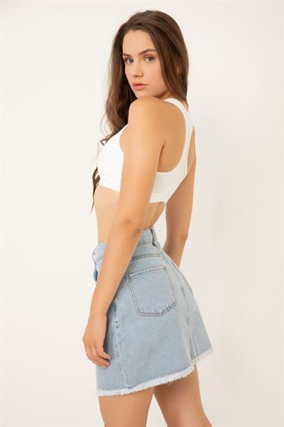 Kadın Denim Etek Mavi