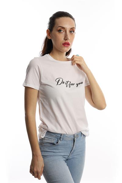 Kadın Do It For You Yazı Baskılı Tişört Beyaz